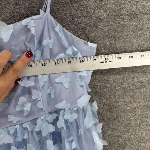 TCEC Dress Women M Medium Blue Butterfly Sheath Midi Zipper Sleeveless Lined - Picture 4 of 7